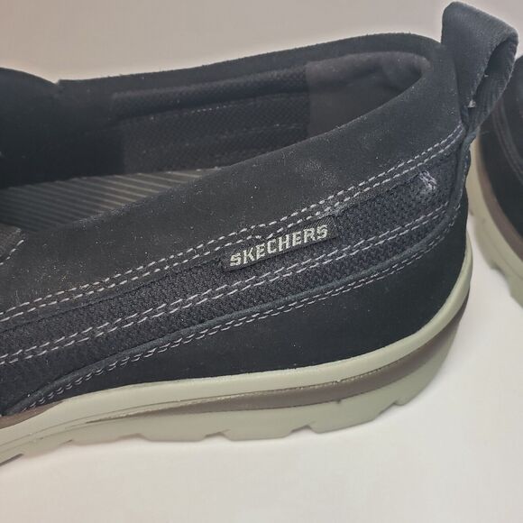 Skechers Mens Size 14 Black Relaxed Fit Memory Foam Textile Leather SN64365 - Picture 8 of 16